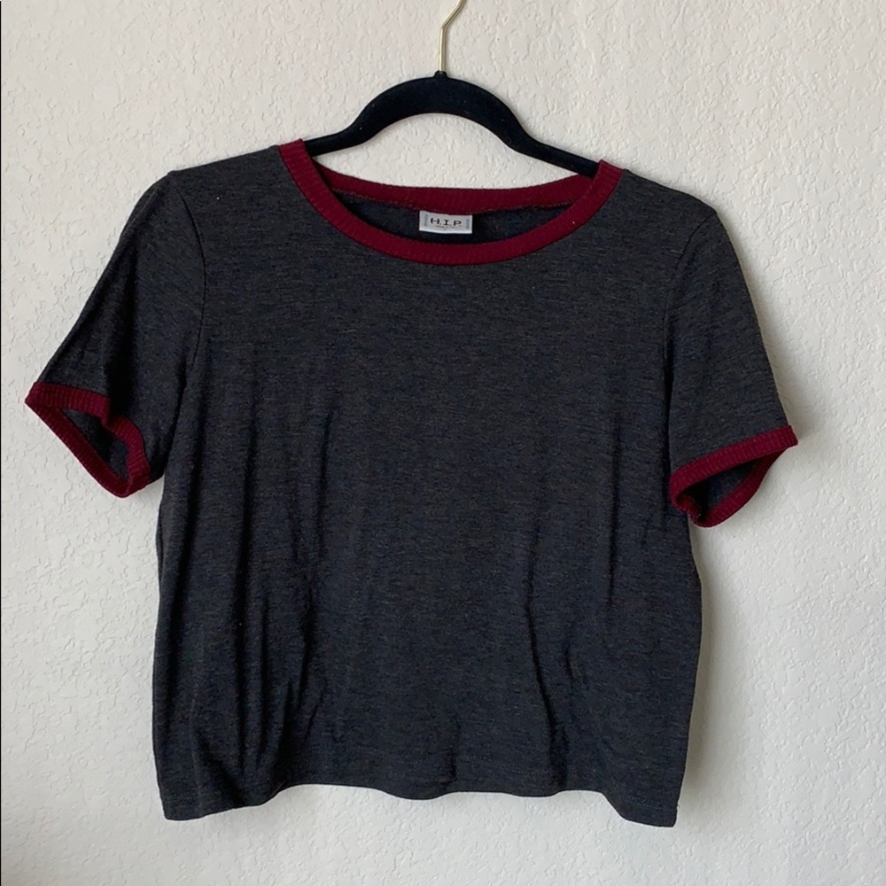 Grey/Maroon Crop Top